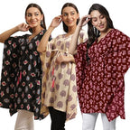 Tee Projekt Casual Crepe Kimino Sleeves Women'S Kaftan Dress Ll Comfortable & Stylish Kurta (Pack Of 3)