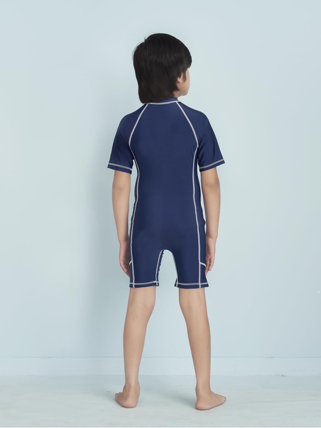 Aarika Boys Sports Wear Navy Blue Colour Solid Nylon Swim Suit-(4-15 Years)-(New_SW_SHM_AB_603_Navy_Blue_10)