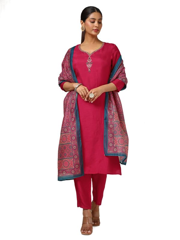 Soch Women Viscose Blend Embellished Suit Set with Mirror Work