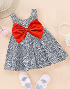 A.T.U.N. (ALL THINGS UBER NICE) Girls Floral Printed Round Neck Sleeveless Bow Fit & Flared Dress