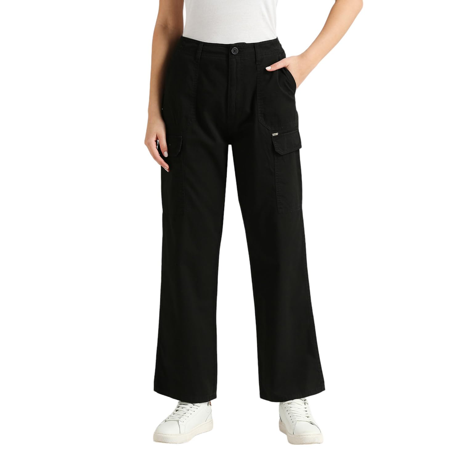 Pepe Jeans Eli Od High Rise Straight Cargo Charcoal Black
