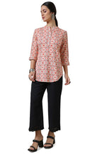 Soch Womens Peach Spandex Abstract Print Tunic with Curved Hem