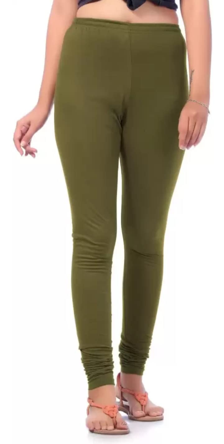 Ultra Soft Cotton 4 Way Stretchable Churidar Solid Regular And Plus 20 Colours Leggings For Womens And Girls Sizes :M, L, Xl,  2