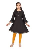 Aarika Girl'S Cotton Kurti Leggings Set (Kl-A-13_Black_38)