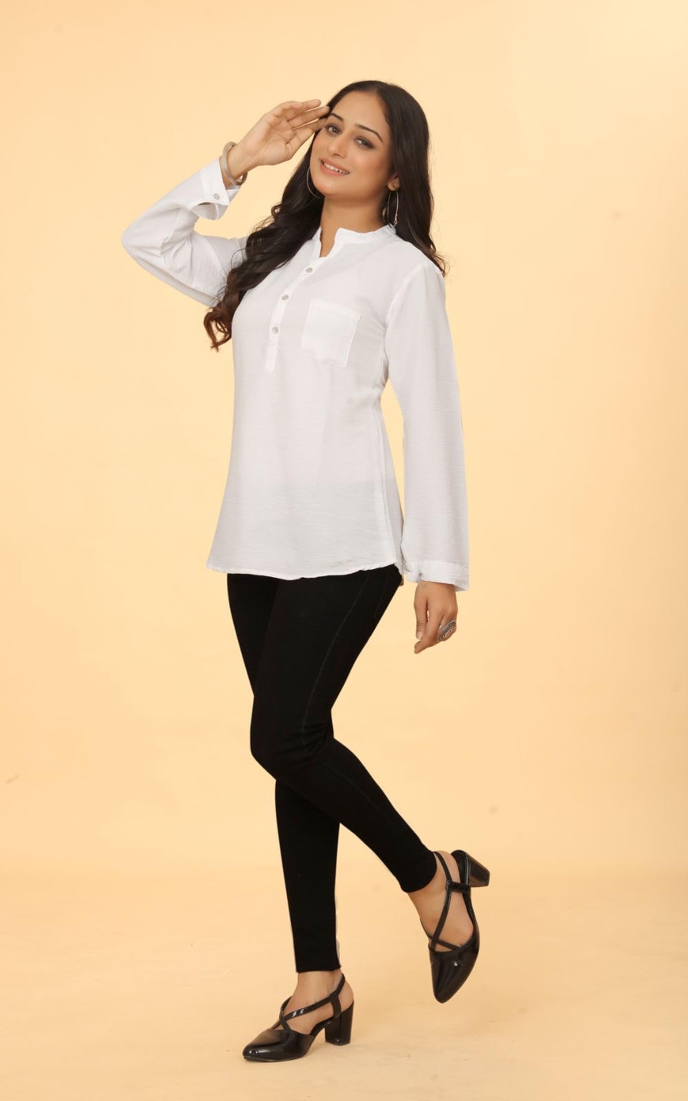 Kesudi Women Solid Tunic Top - Jeans Top - Fully Stitched Full Sleeve - Solid Color - Regular Fit - Office Wear Festival - Tunic