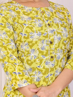 Rangita Yellow Rayon Straight Printed Knee Length Kurti | Kurta For Women