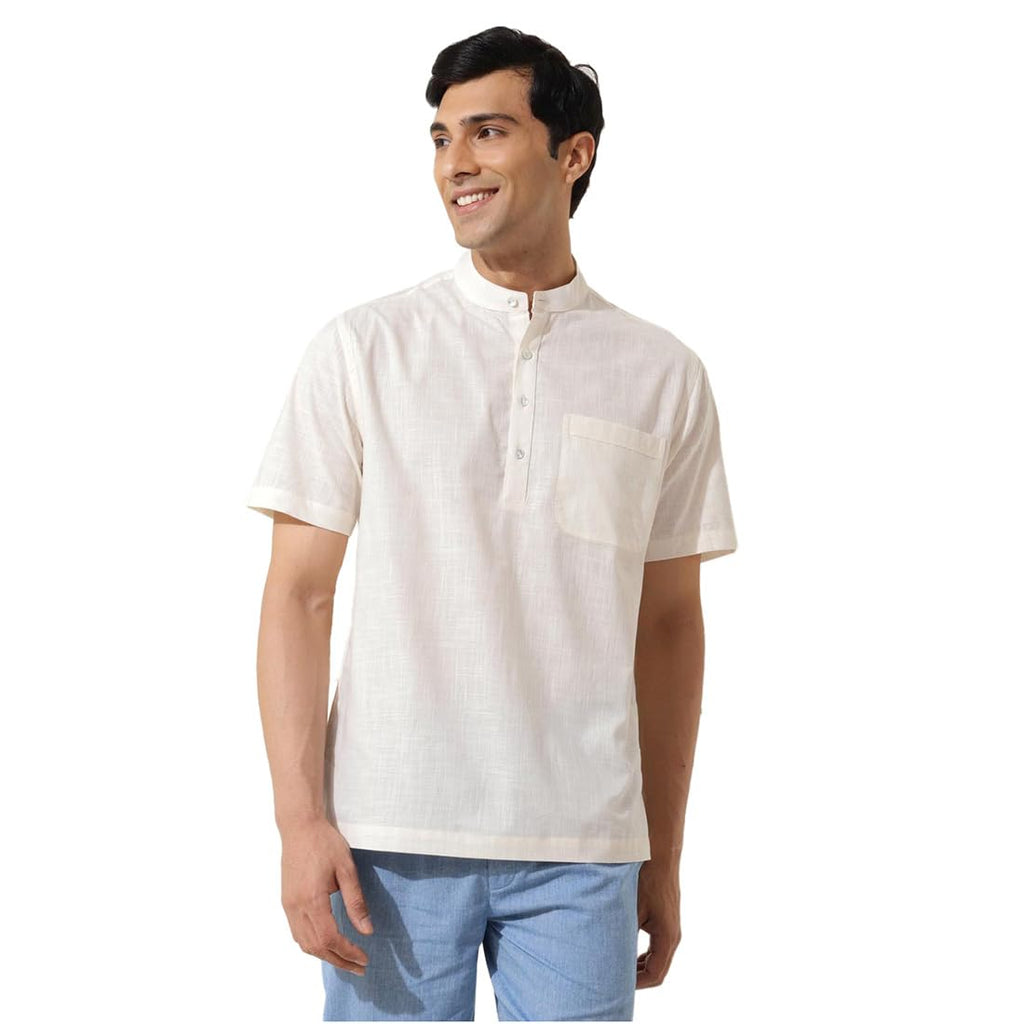 Fabindia MenS Solid Relaxed Fit Shirt (2123224Offwhite_Off White