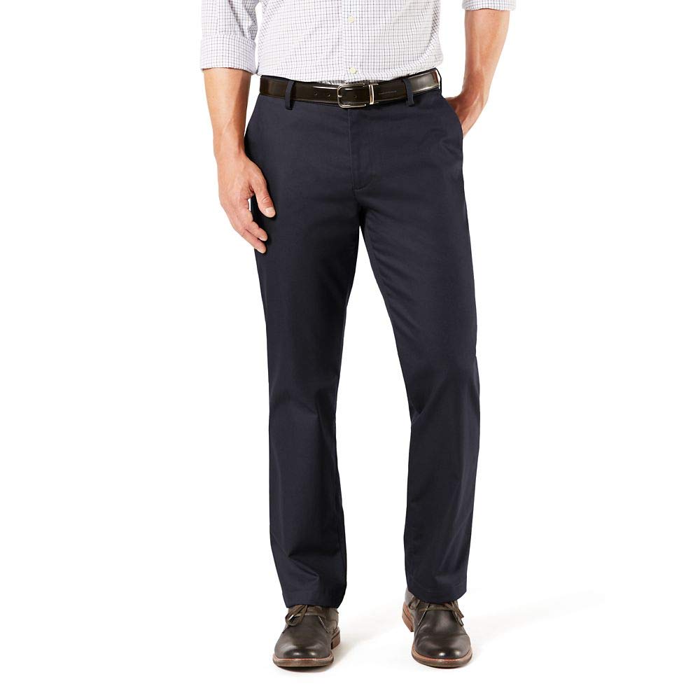 DOcKERS Mens Straight Fit Signature Lux cotton Stretch Khaki Pant, Navy, 42W x 30L
