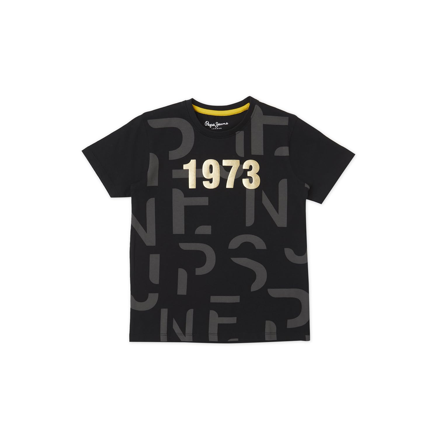 Pepe Jeans BoyS Letter Print Regular Fit T-Shirt (Pb503898_Black