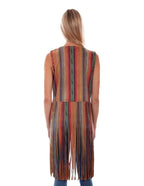 MICROFIBER SERAPE PRINT FRINGE VEST