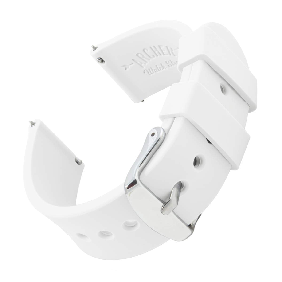 Archer Watch Straps - Silicone Quick Release Soft Rubber Replacement Watch Bands (White, 16mm)