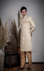 Amzira Baap Beta Indo Western Sherwani Set For Men/Boys - Elegant Design With Intricate Embroidery, Ideal For Festivals, Celebra