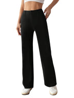 Toochki Womens Straight Fit Spandex Blend Solid Trouser Black Color