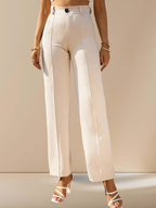 Kotty WomenS Regular Fit High Rise Solid Trousers Off White