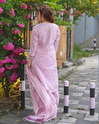 ANNI DESIGNER Womens Rayon Blend Hand Block Printed Straight Kurta with Pant & Dupatta (RAGSRI-Purple-NW_S_Purple_Small)