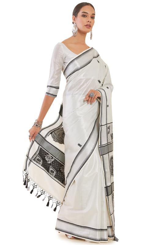 Soch Women Tissue Kasavu Saree with Zari Borders and Paisley Motifs