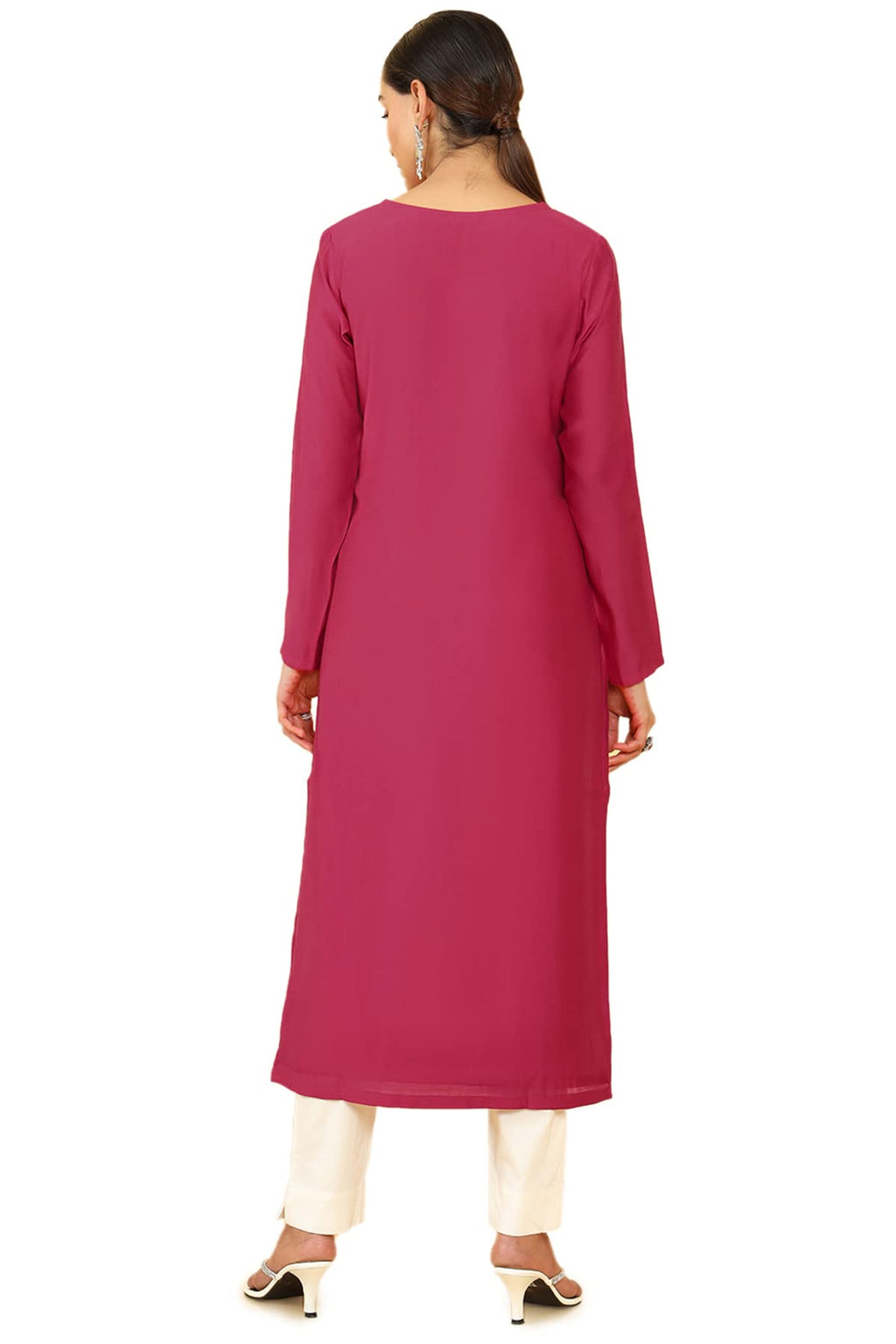 Soch Women Pink Chanderi Embroidered Kurta