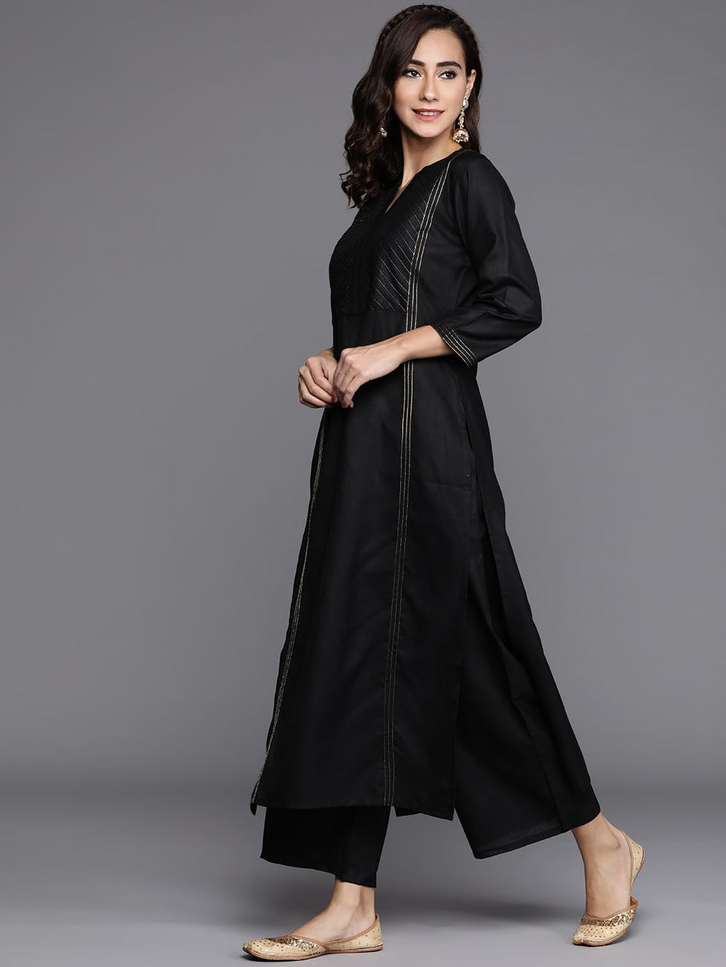 Libas WomenS Cotton Kurta Sets (20231O_Black