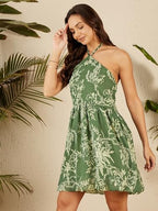 Rare WomenS Chiffon A-Line Above The Knee Dress (Ep8084_Olive