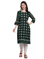 Ekasya WomenS Georgette Straight Cut Sweetheart Round Neck Kurta With Beautiful Lucknowi Chickenkari Embroidery Work (E1606) Da