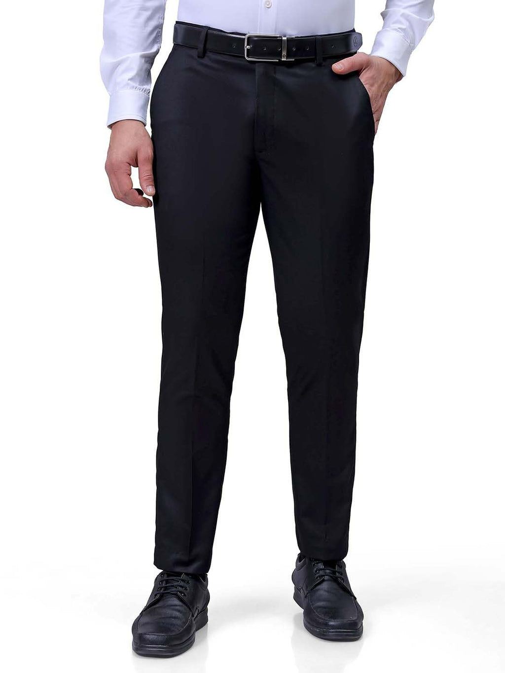 The Indian Garage Co Mens Slim Fit Self Design Formal Trousers Pants