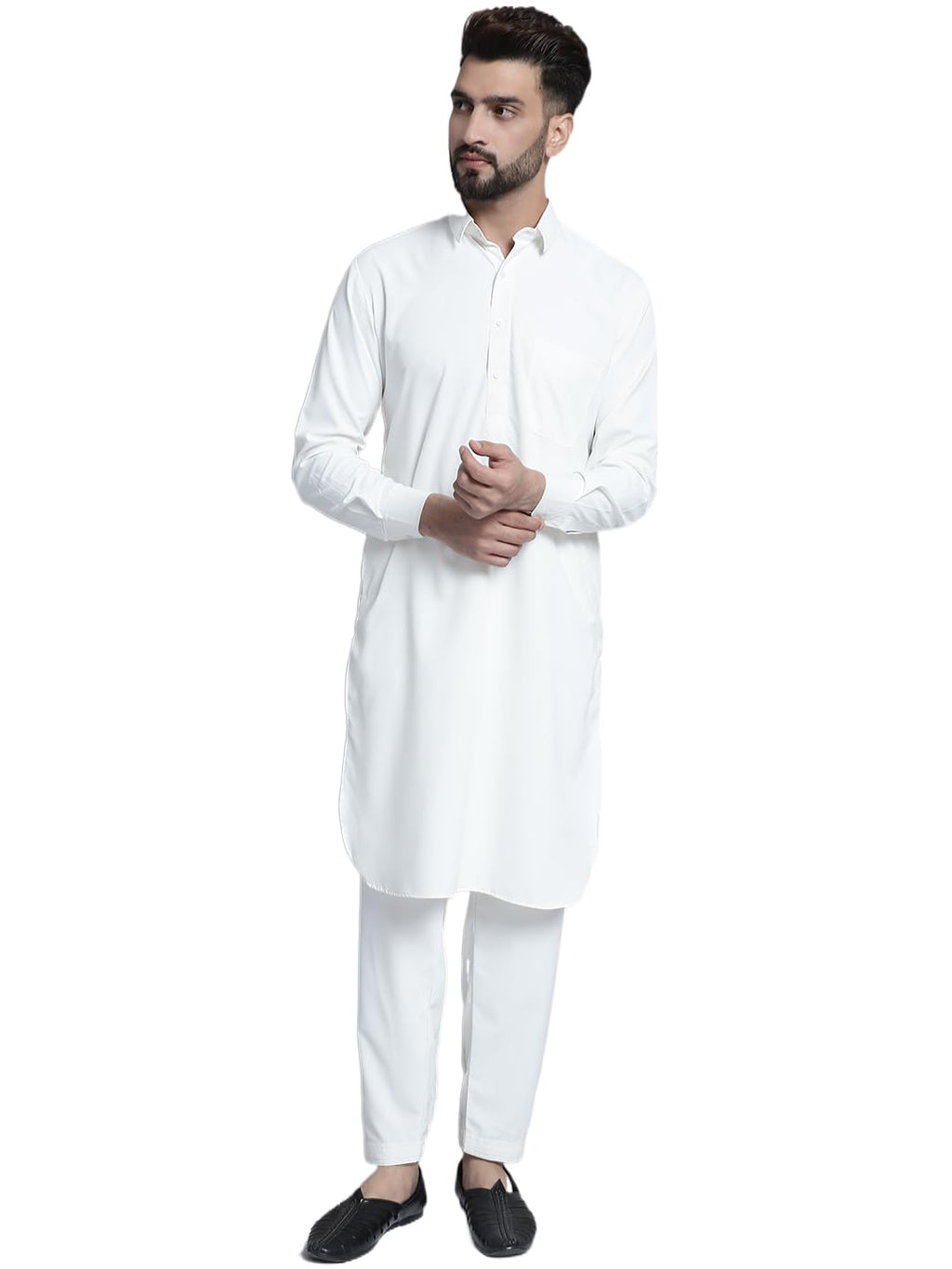 Jompers Mens Cotton Solid Pathani Kurta With Salwar