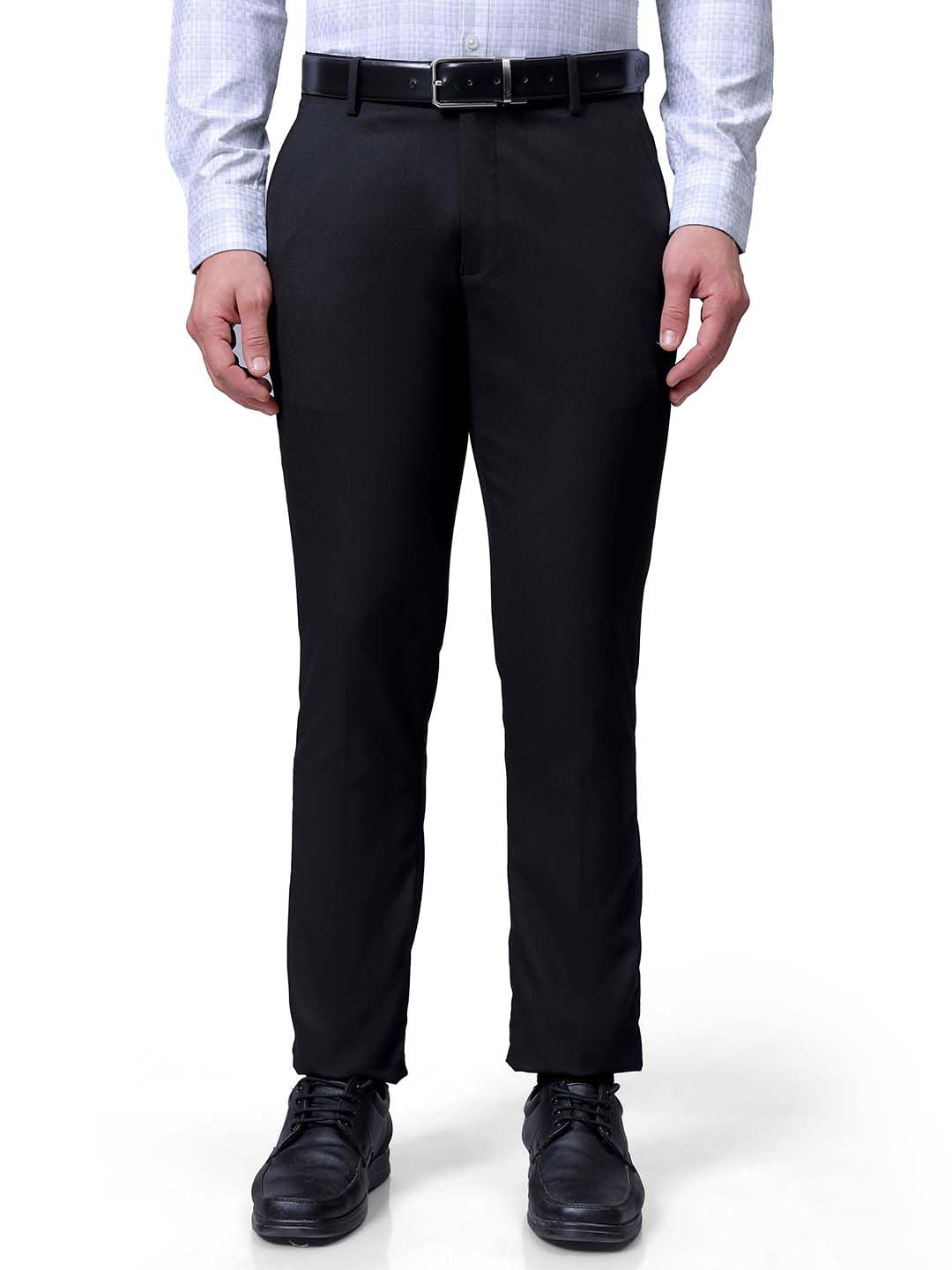 The Indian Garage Co Mens Slim Fit Self Design Formal Trouser Pants
