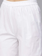 Idalia Women'S Sage Green Textured Rayon Kurta With White Pants