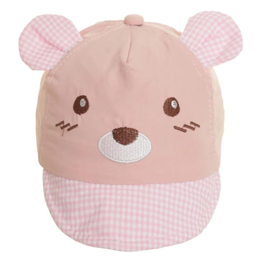 Bold N Elegant KidS Bear Cartoon Cotton Baseball Summer Sun Cap With Wide Brim Visor Adjustable Cap For Infant Toddler Baby Boy 0-24