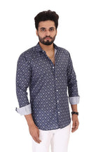 Brown Culture MenS Cotton Blend Abstract Print Shirt With Spread Collared Full Sleeves Standard Length And Button Down Closure