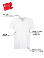 Hanes Mens Cotton, Moisture-wicking V-neck Tee Undershirts, Multiple Packs And Colors, White - 6 Pack, X-Large US