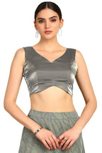 Soch Womens Grey V-Neck Princess Line Tissue Padded Blouse
