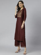 Gosriki Women'S Cotton Blend Printed Straight Kurta With Palazzo (Ridhma-Go)