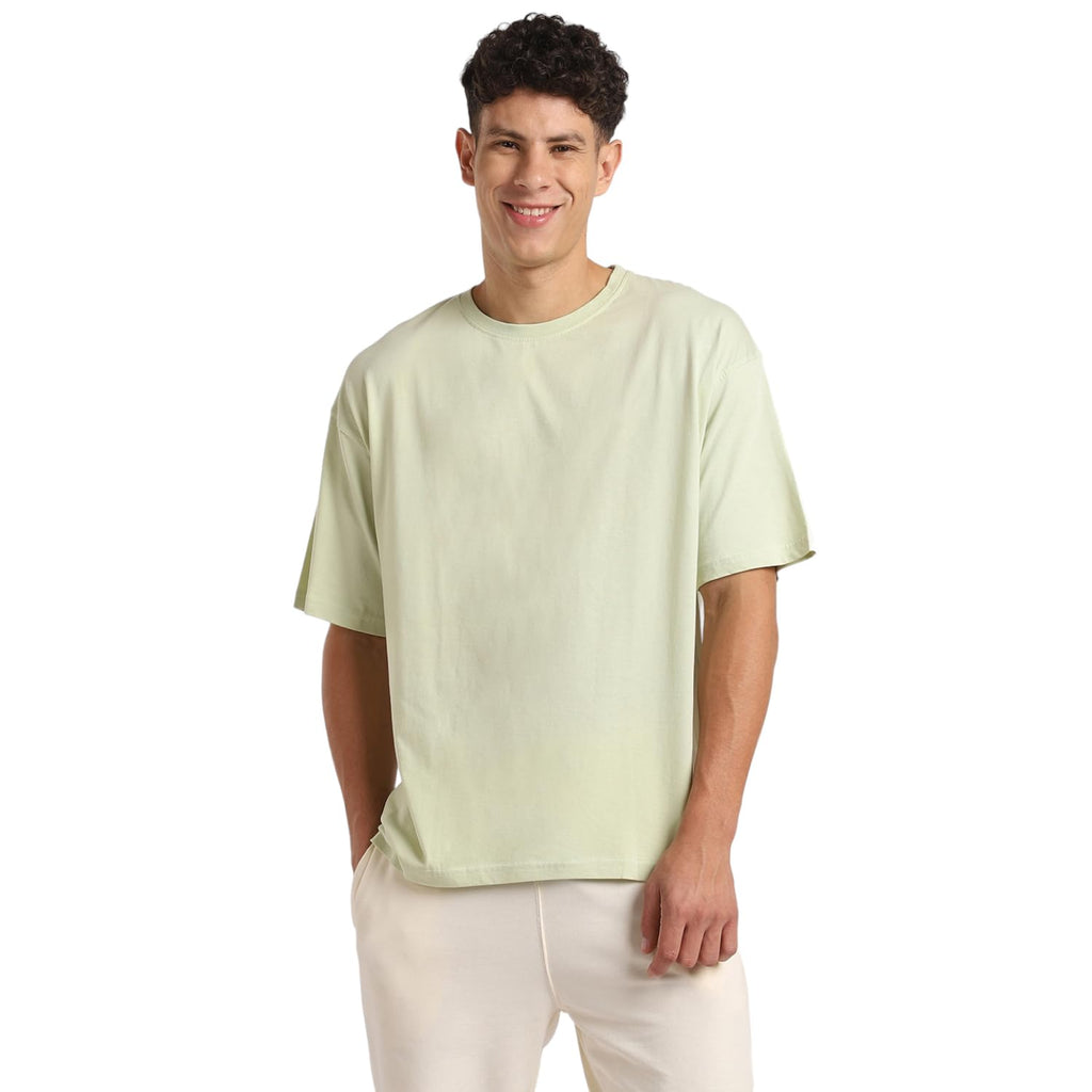Nobero MenS Oversized Printed T-Shirt Green