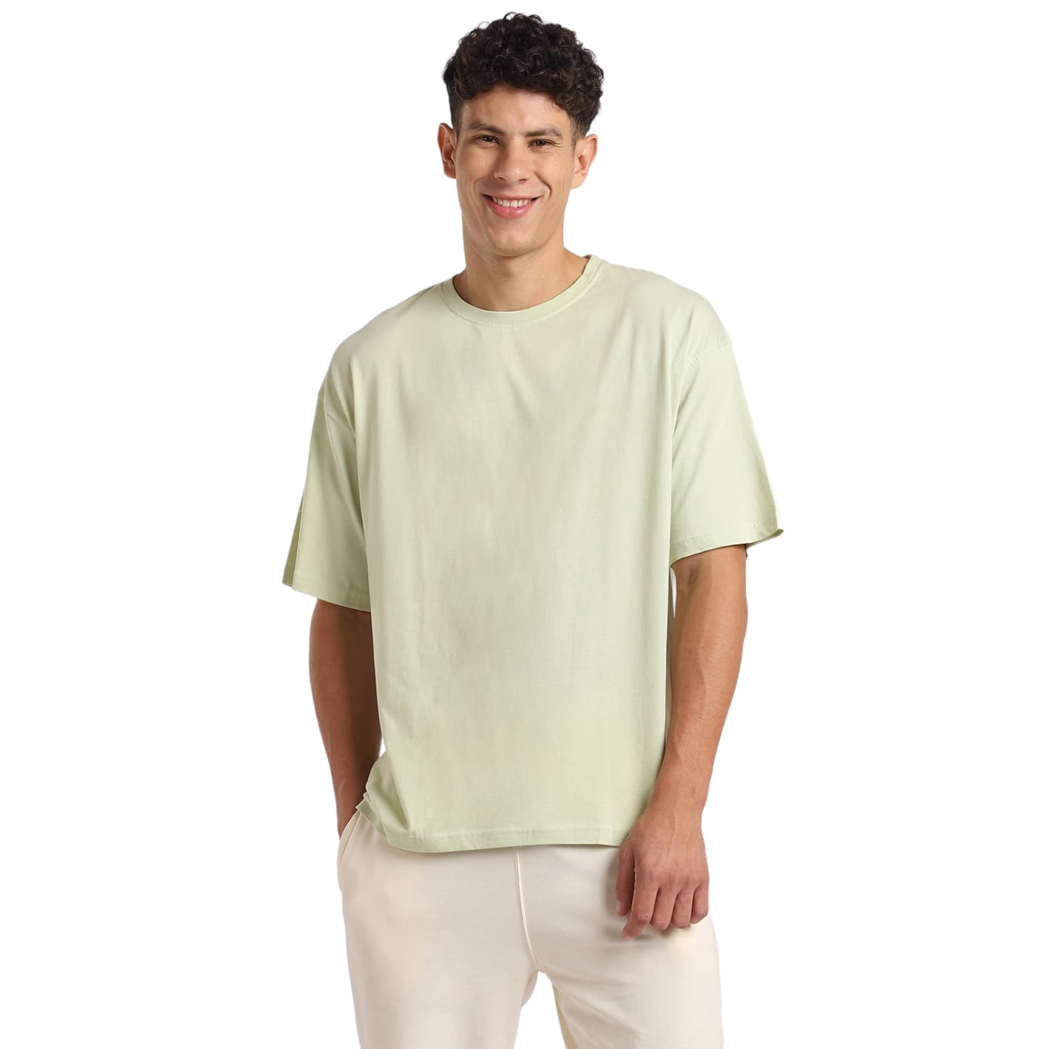 Nobero MenS Oversized Printed T-Shirt Green