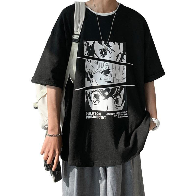 Thalasi MenS Cartoon Oversized Fit T-Shirt (Tts_661_Anime_Black