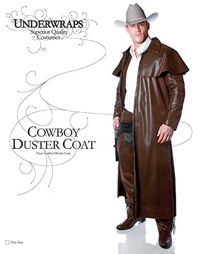 Underwraps Costumes Men's Cowboy Costume - Duster Coat, Brown, One Size