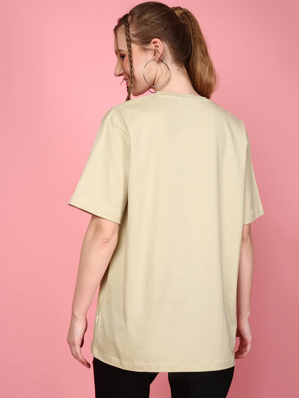 Juneberry Oversized Loose Baggy Fit Drop Shoulder Round Neck Half Sleeve Cool Punk Graphic Printed Pure Cotton Boyfriend T-Shirt