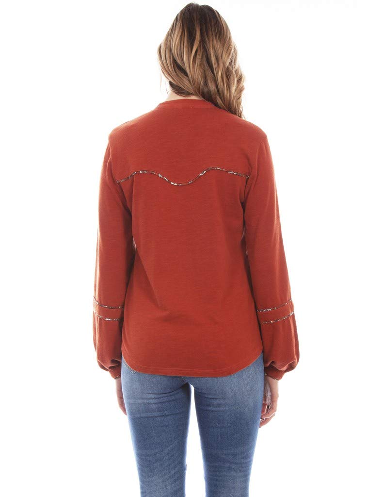 EMBROIDERED YOKE L/S BLOUSE