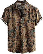 VATPAVE Mens Casual Hawaiian Shirts Short Sleeve Button Down Beach Shirts Tropical Floral Shirts Medium Brown