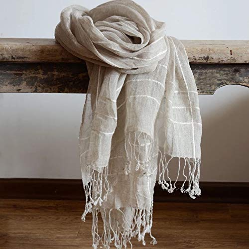 Jeelow Lightweight Cotton Scarf Scarfs For Women Shawls And Wraps Scarves For Men (Linen Stripe)
