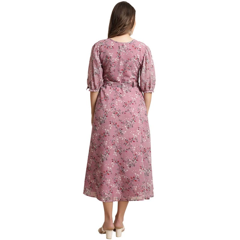 Preneum WomenS Maxi Fit & Flare Print Georgette Regular Sleeves Casual |Long Gown For Women |Latest Style |Festival & Occasion