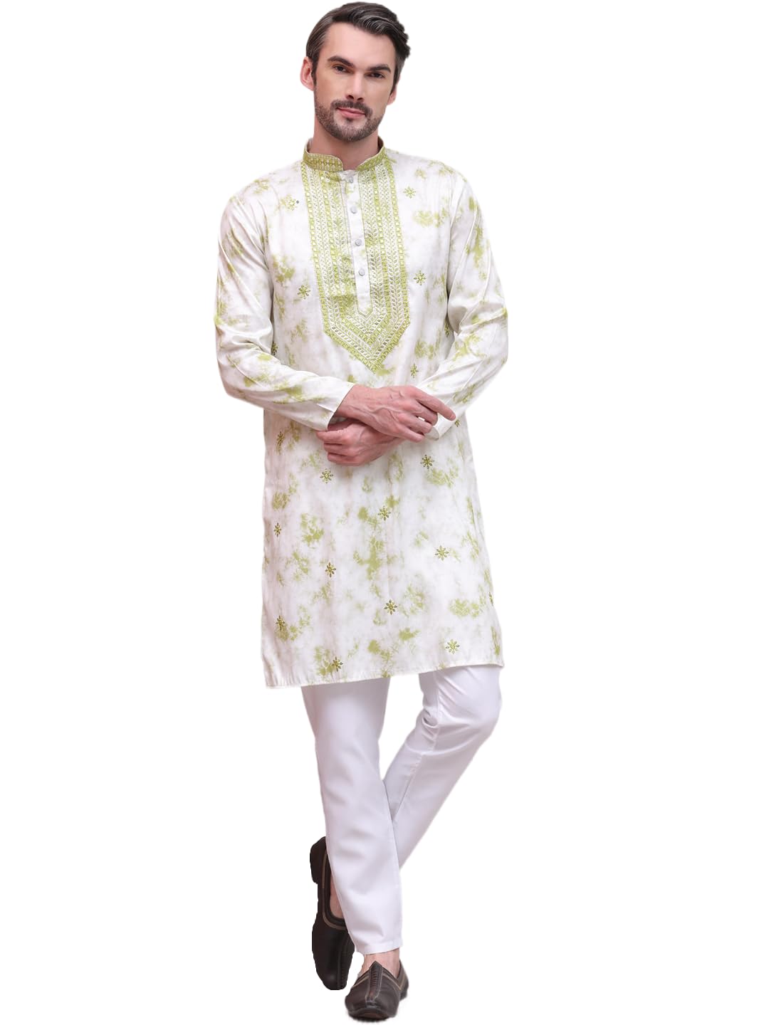 Jompers Mens Geometric Cotton Blend Kurta Pyjama Set