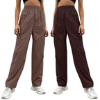 Leriya Fashion WomenS Parachute Cargo Pants  High Waist Flared Korean Trousers With Pockets | Trendy Casual Wear For Daily & Tra