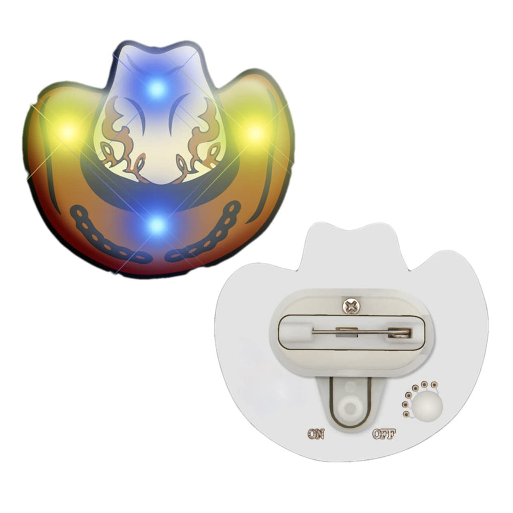 Cowboy Hat Flashing Body Light Lapel Pins by Blinkee