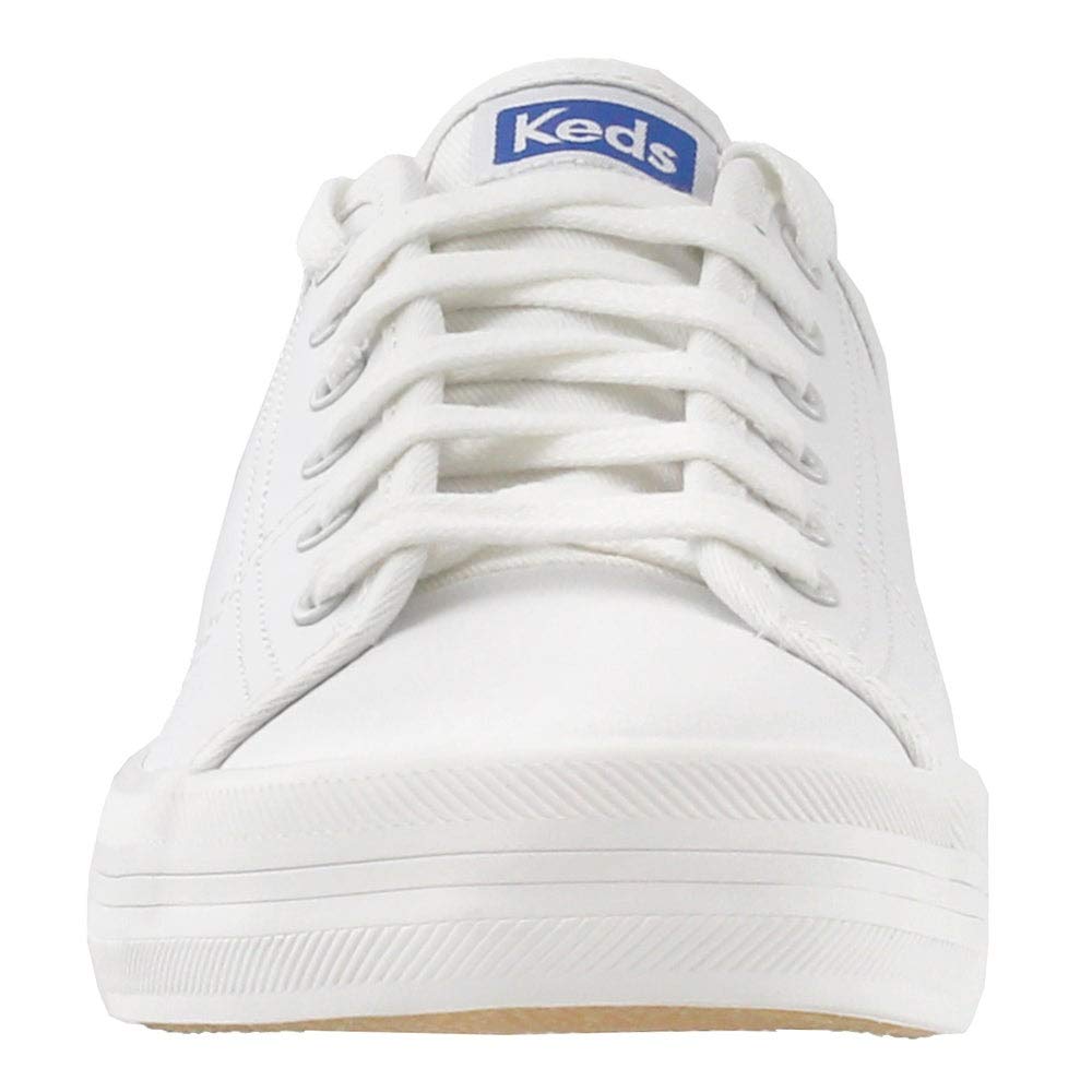 Keds Kickstart Lace Up, Sneaker Womens, White/Blue Leather, 7.5 Medium