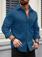Deelmo MenS Regular Fit Button Down Dress Shirts Textured Long Sleeve Casual Hawaiian Shirt