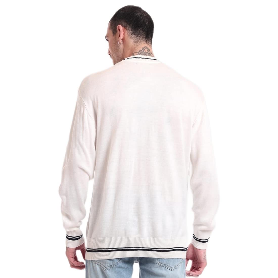 Bewakoof Mens Typography Oversized Fit Full Sleeve Round Neck Acrylic Sweater