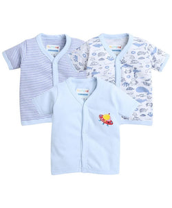 BUMZEE Blue & White Girls Half Sleeves Jablas Pack of 3 Age - 9-12 Months (Peb8214E-blu.wht)