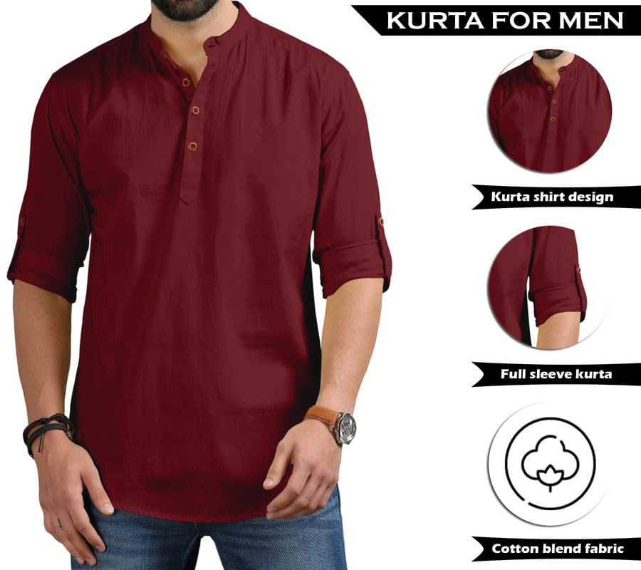 Royalscout MenS Cotton Polyester Blend Regular Fit Full Sleeve Kurta Perfect For Special Occasions, Family Events, Or Daily Eth